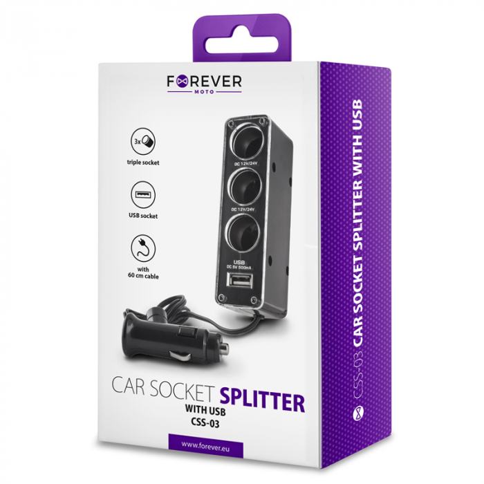 ADAPTOR PRIZA AUTO 3IN1 + USB [3]