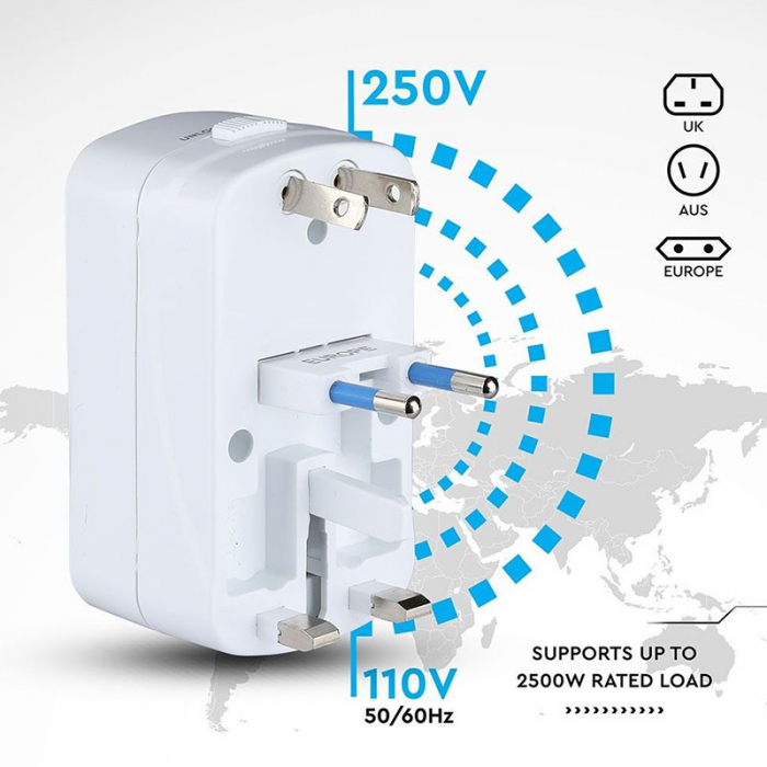 ADAPTOR UNIVERSAL PRIZA (UK,US,EU) CU PROTECTIE SI 2USB 2.1A [8]
