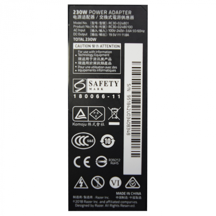 ALIMENTATOR LAPTOP RAZER 19.5V 11.8A 230W RC30-024801 [4]