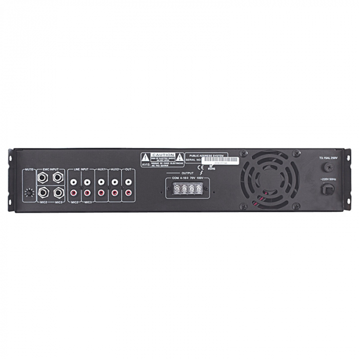 AMPLIFICATOR LINIE 100V 120W 3MIC/ 2AUX [3]
