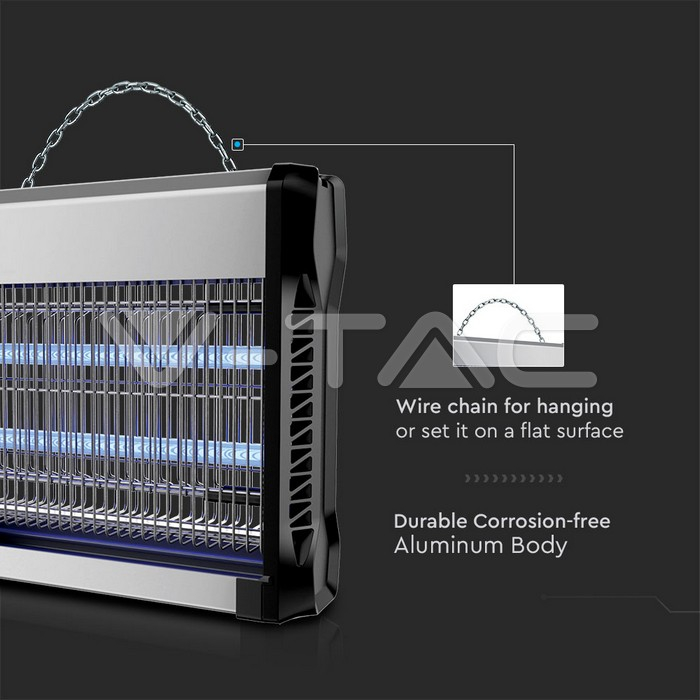 Lampa electrica UV, Aparat anti tantari, anti muste, anti insecte, 2X10W, 80m2 V-TAC [4]