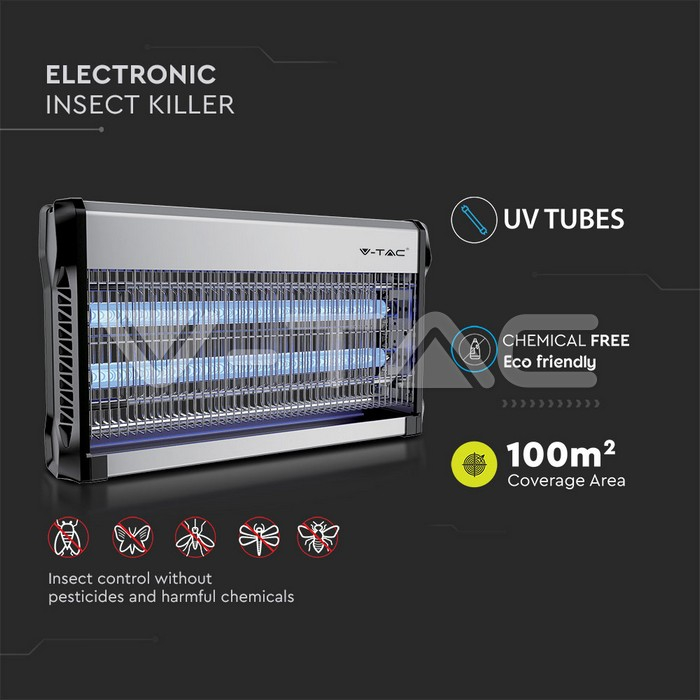 APARAT ANTI-INSECTE CU LUMINA UV 2X15W 100mp [3]