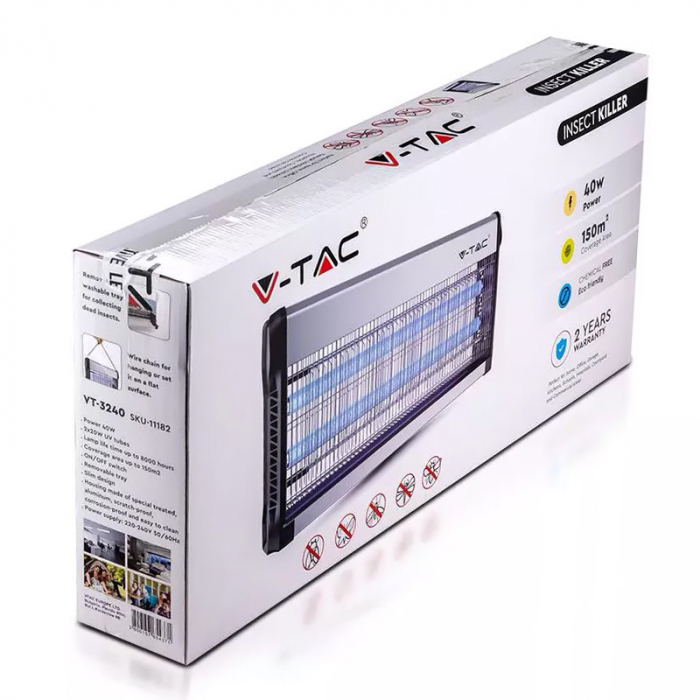 APARAT ANTI-INSECTE CU LUMINA UV 2X20W 150mp [9]
