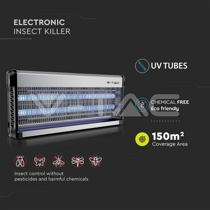 APARAT ANTI-INSECTE CU LUMINA UV 2X20W 150mp [6]