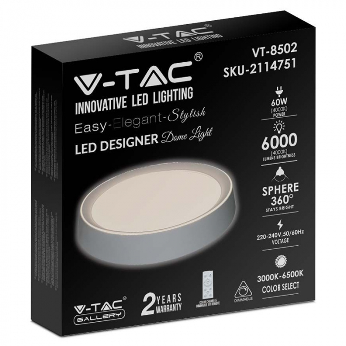 Aplica LED 30/60/30W 3IN1 Dimabila cu telecomanda, V-Tac 2114751 [3]