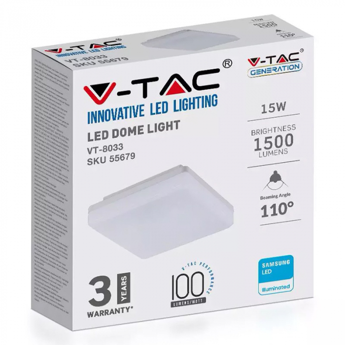 APLICA LED IP44 15W 4000K ALB NEUTRU - PATRAT [7]