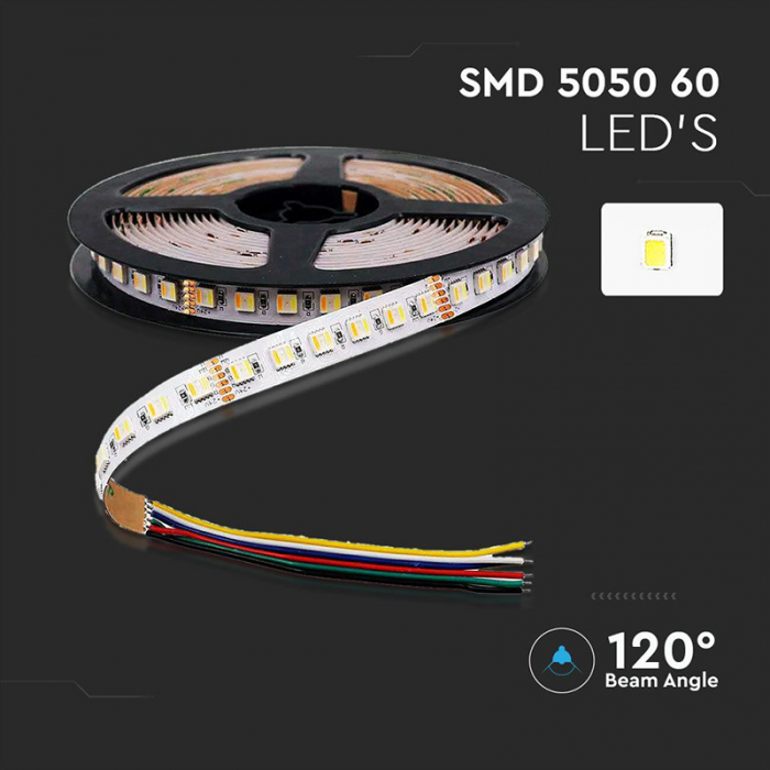 BANDA LED 24V SMD5050 24W/M 120LED/M 3IN1 IP20 5M [6]