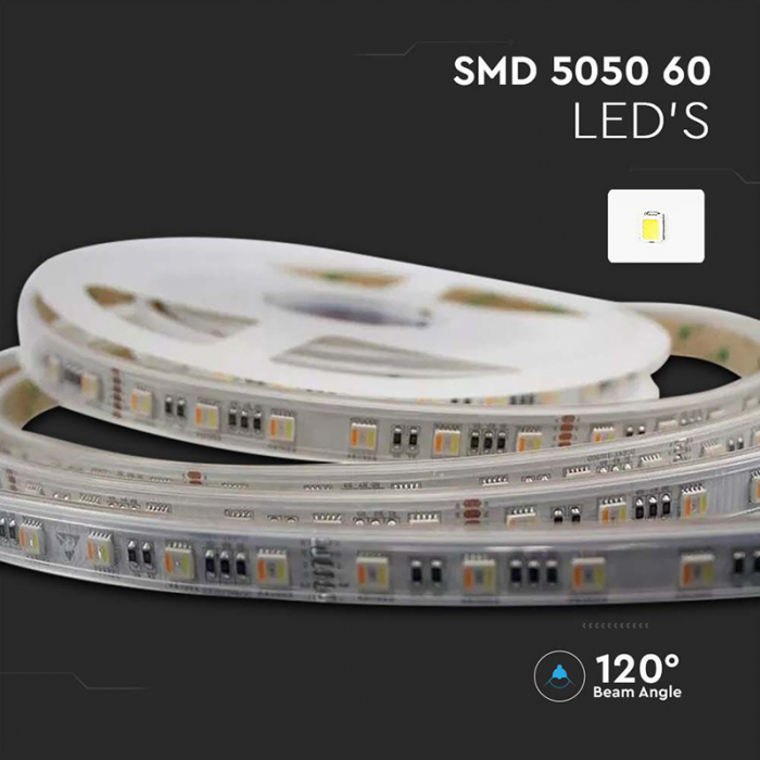Banda led 24v smd5050 60led/m 3in1 rgb + alb ip65 5m V-Tac [9]