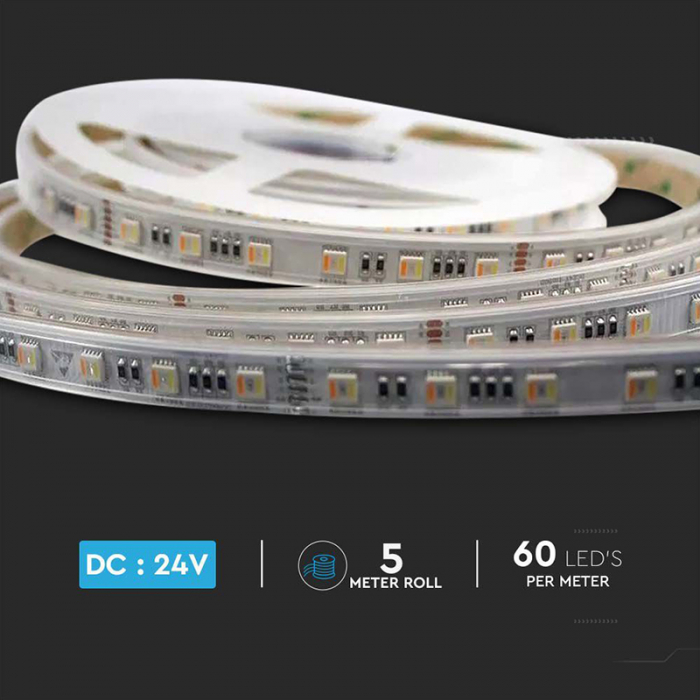 Banda led 24v smd5050 60led/m 3in1 rgb + alb ip65 5m V-Tac [11]