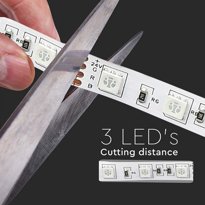 Banda LED 24V SMD5050 RGB 60LED/M IP20 10M V-Tac [10]