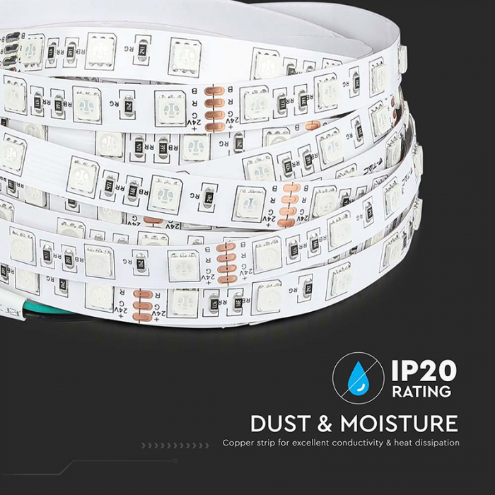 Banda LED 24V SMD5050 RGB 60LED/M IP20 10M V-Tac [9]