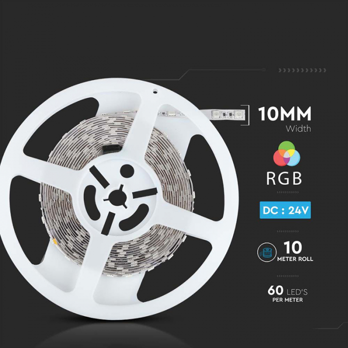 Banda LED 24V SMD5050 RGB 60LED/M IP20 10M V-Tac [12]