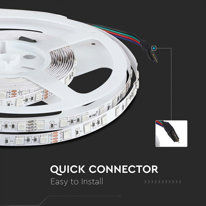 Banda LED 24V SMD5050 RGB 60LED/M IP20 10M V-Tac [8]