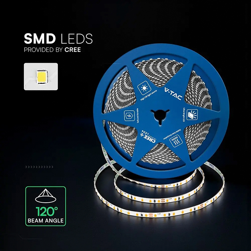 BANDA LED 5MM 8W/M 24V IP20 ROLA 10M 3000K CIP CREE [5]