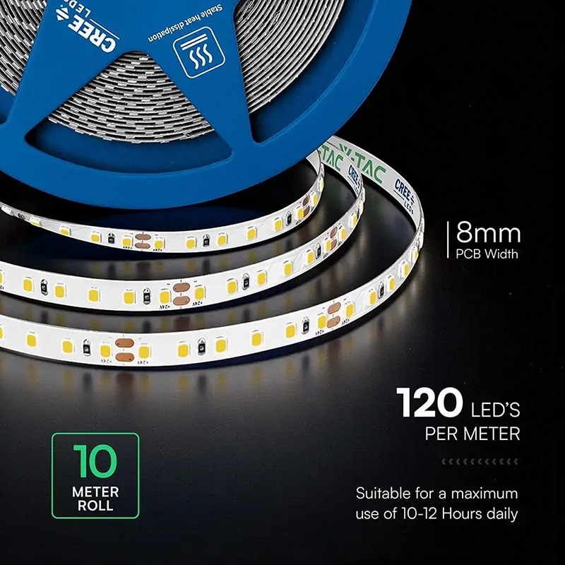 BANDA LED 8MM 10W/M 24V IP20 ROLA 10M 6500K CIP CREE [4]