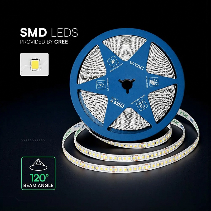 BANDA LED 8MM 12W/M 24V IP20 ROLA 10M 3000K CIP CREE [5]