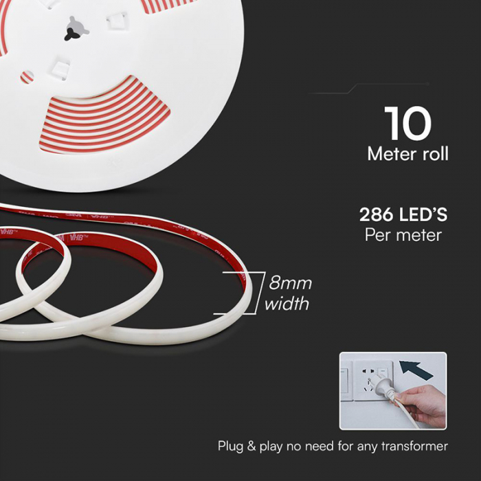 Banda led cob 12.5w/m 220-240v ip65 3000k rola 10m V-tac [5]