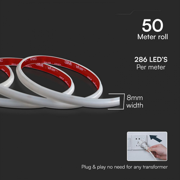 BANDA LED COB 12.5W/M 220-240V IP65 4000K ROLA 50M [5]
