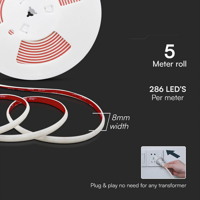 Banda led cob 12.5w/m 220-240v ip65 4000k rola 5m V-tac [5]