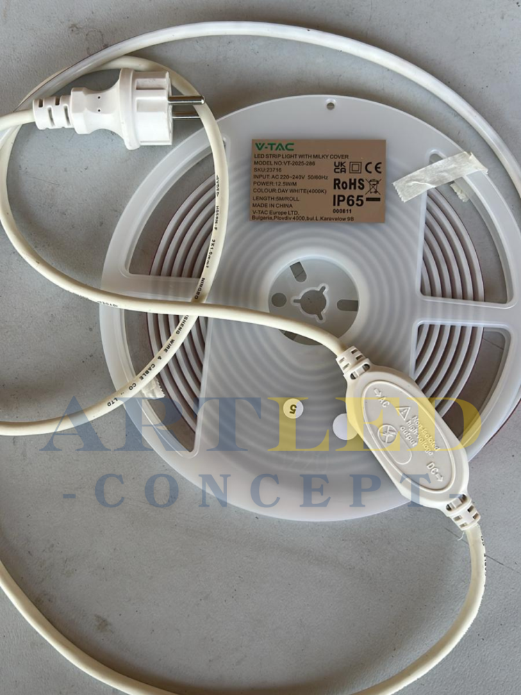 Banda led cob 12.5w/m 220-240v ip65 4000k rola 5m V-tac [2]