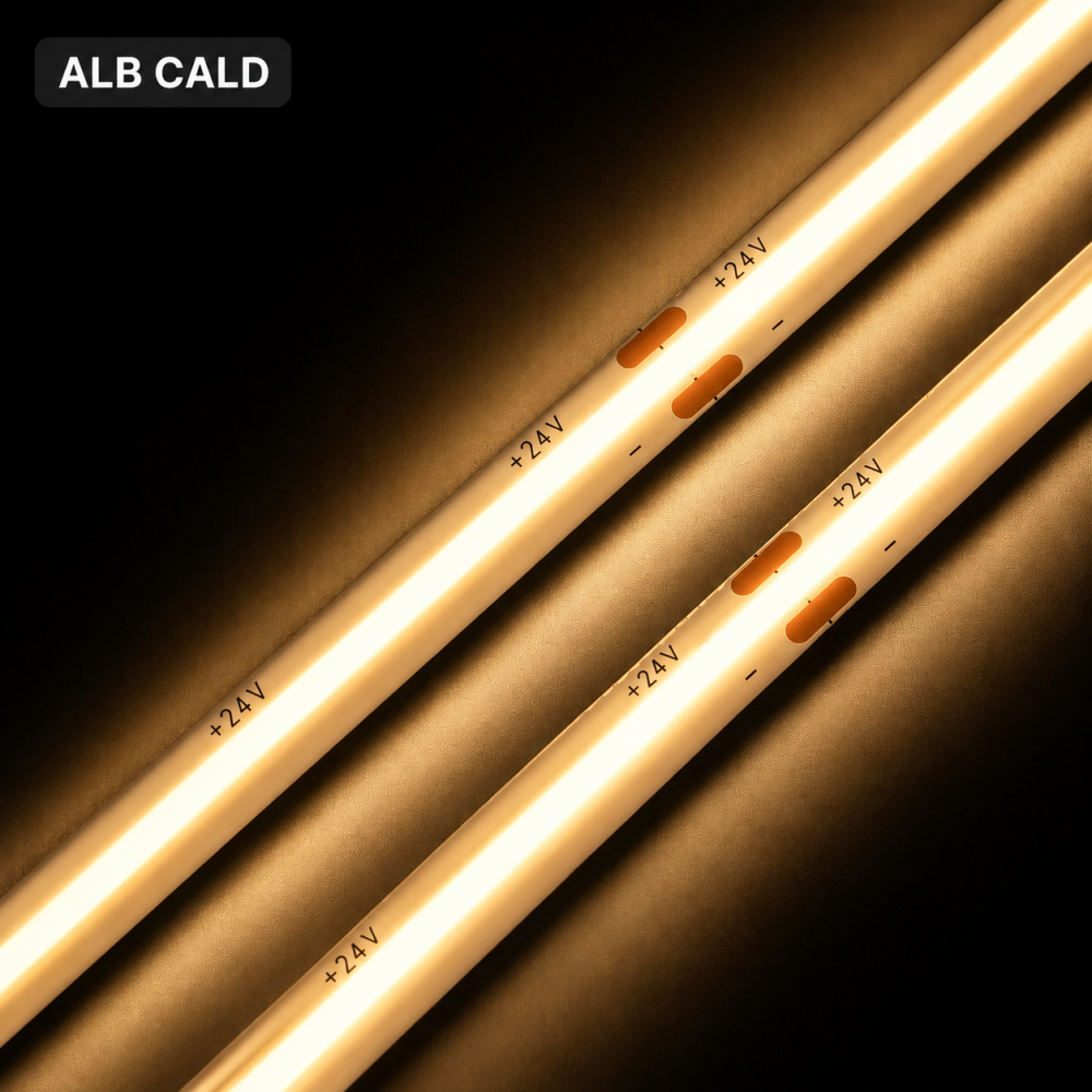 Banda LED COB 5MM 24V 7W, IP20, 95lm/W, CRI >90, alb neutru, rola 5 metri [2]