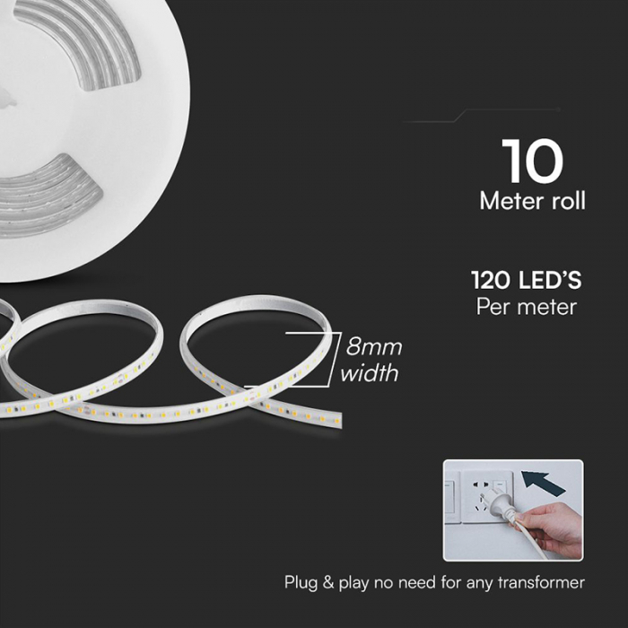 BANDA LED SMD 2835 10.5W/M 220-240V IP65 4000K ROLA 10M [5]