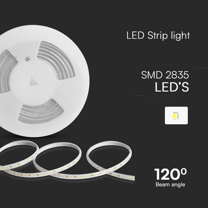 BANDA LED SMD 2835 10.5W/M 220-240V IP65 ROSU ROLA 10M [4]