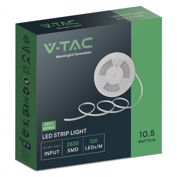 BANDA LED SMD 2835 10.5W/M 220-240V IP65 ROSU ROLA 10M [3]