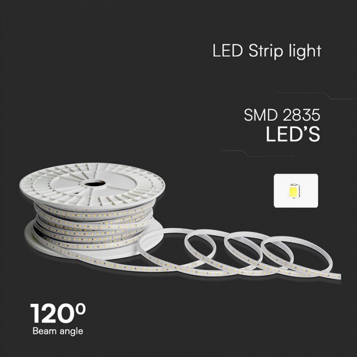 BANDA LED SMD 2835 10.5W/M 220-240V IP65 ROSU ROLA 50M [4]