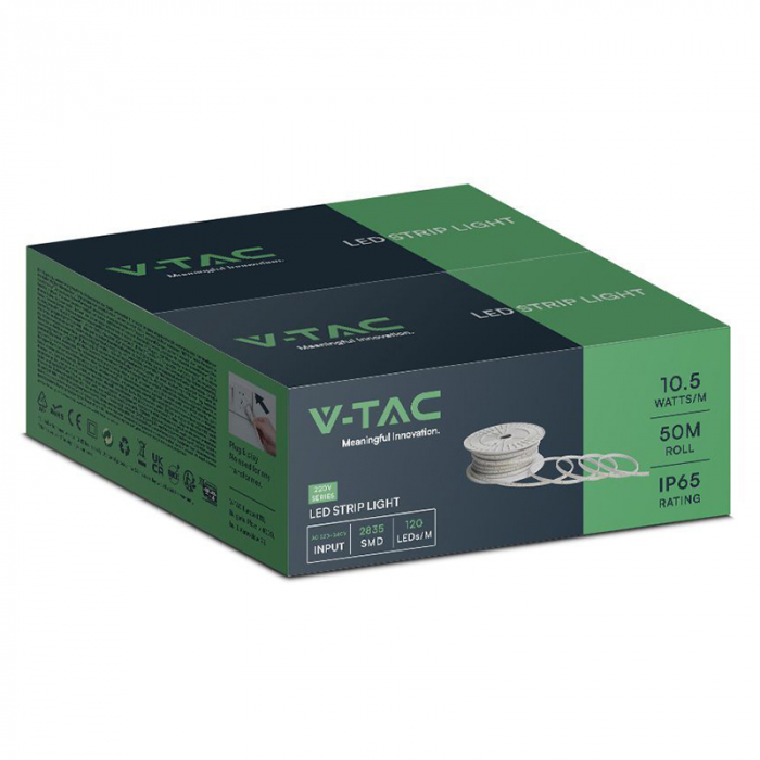 BANDA LED SMD 2835 10.5W/M 220-240V IP65 VERDE ROLA 50M [3]