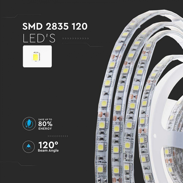Banda led smd2835 120led/m 24v 4000k ip65 10m V-Tac [4]