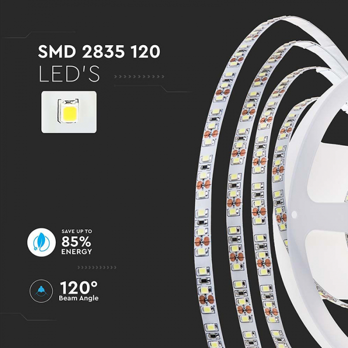 Banda led smd2835 120led/m 24v 6500k ip20 10m V-tac [3]
