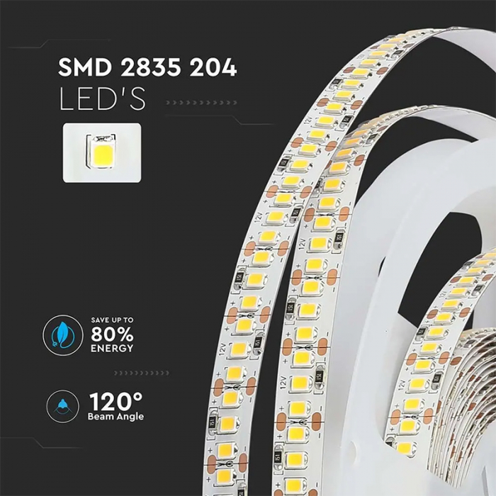 Banda led smd2835 204led/m 4000k ip20 5m V-tac [12]
