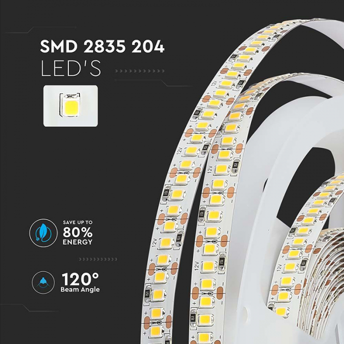 BANDA LED SMD2835 204LED/M 6400K IP20 5M [9]