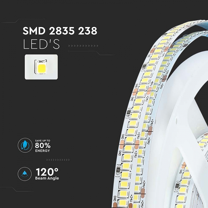 Banda led smd2835 24v 4000k ip20 5m V-tac 212600 [7]