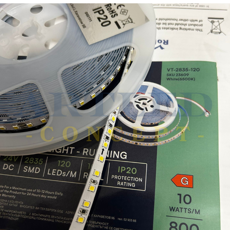 Banda led smd2835 running 10w/m 24v ip20 6500k 10m V-Tac 23609 [2]