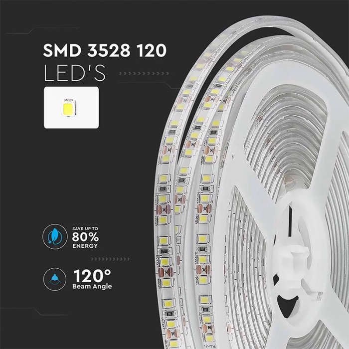 Banda led smd3528 120led/m 3000k ip65 5m V-tac [8]