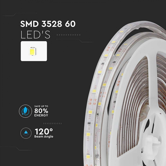 BANDA LED SMD3528 60LED/M 4.2W/M 3000K IP65 5M [8]