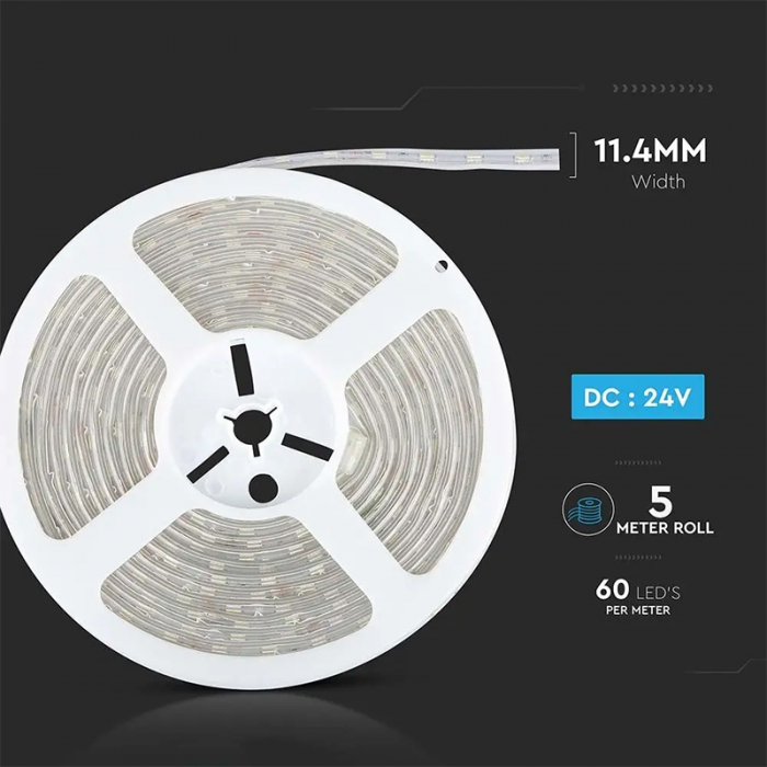 Banda led smd5050 24v 60led/m 4000k ip65 5m V-tac [13]