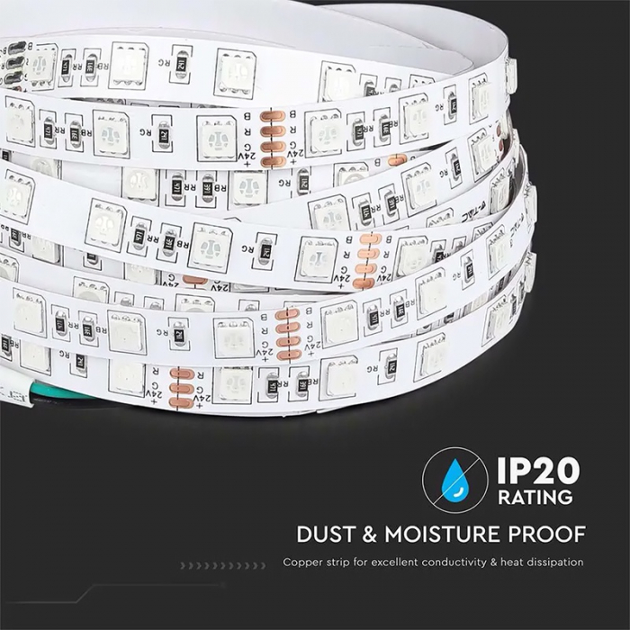 Banda led smd5050 24v 60led/m 6400k ip20 5m V-tac [9]