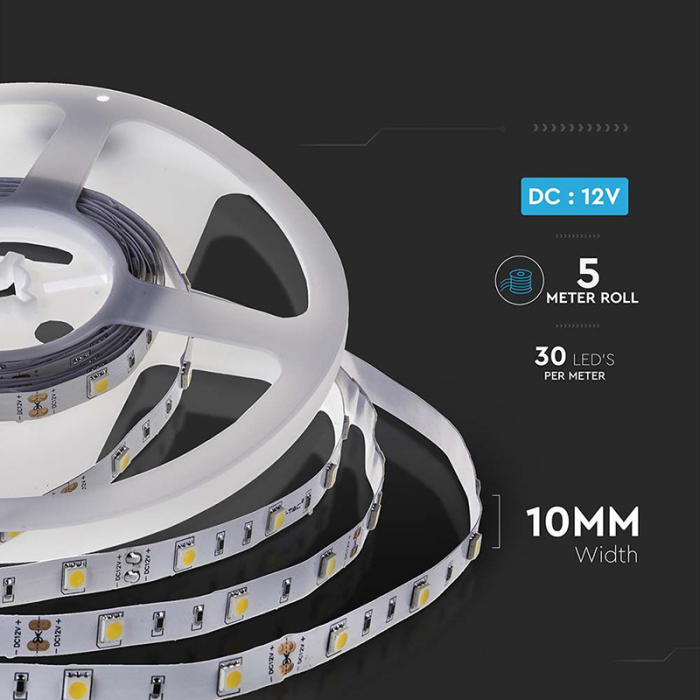 Banda led smd5050 30led/m 6400k ip20 5m V-tac [8]