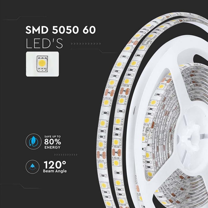 Banda led smd5050 60led/m 3000k ip65 5m V-tac [9]