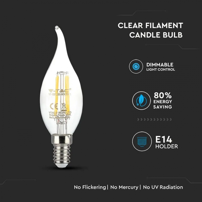 BEC E14 CU FILAMENT LED 4W 2700K DIMABIL [4]