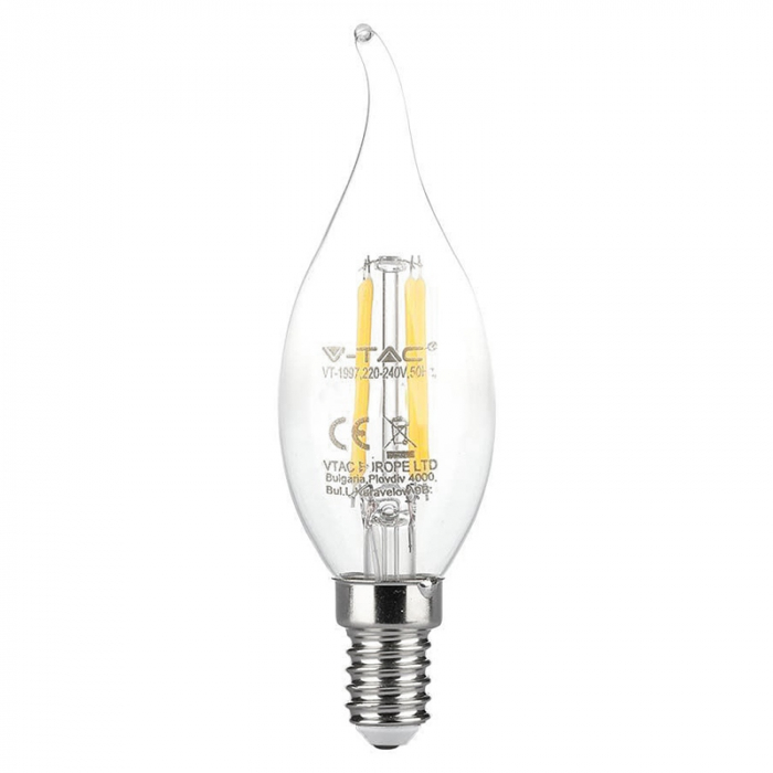 Bec e14 cu filament led 4w 3000k V-tac [2]