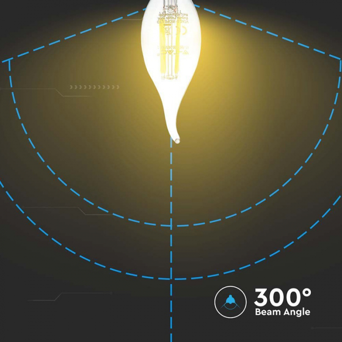 Bec e14 cu filament led 4w 3000k V-tac [6]