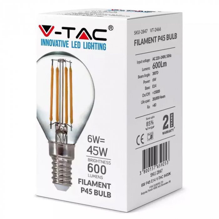 BEC E14 P45 CU FILAMENT LED 6W 4000K [3]
