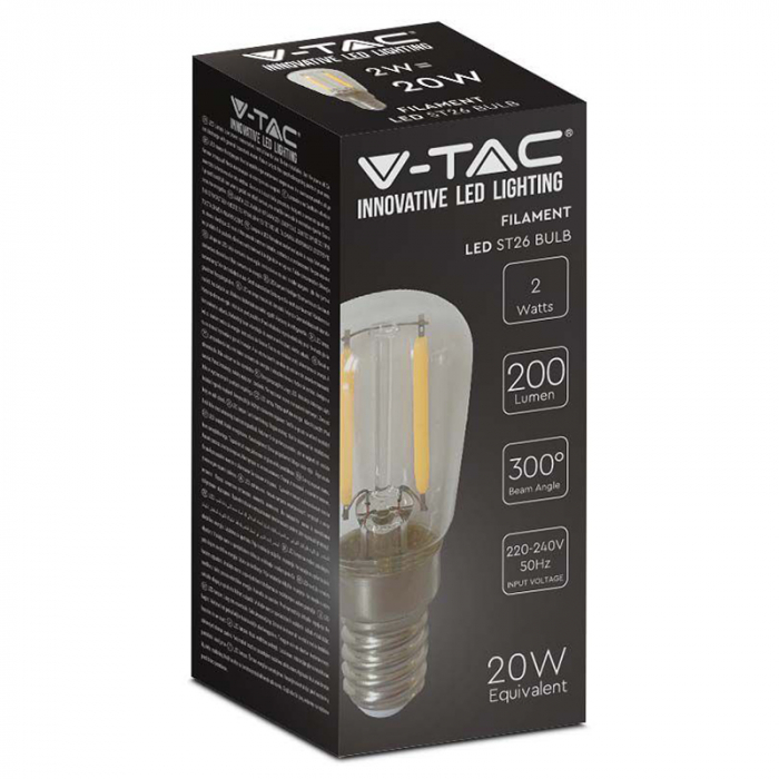 Bec e14 st26 cu filament led 2w 4000k alb neutru V-tac [3]