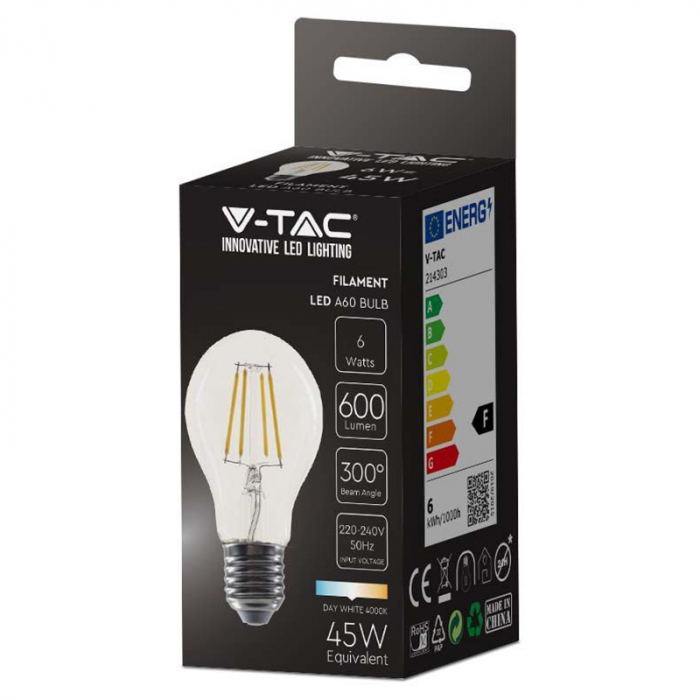 BEC E27 A60 CU FILAMENT LED 6W 4000K ALB NEUTRU [3]