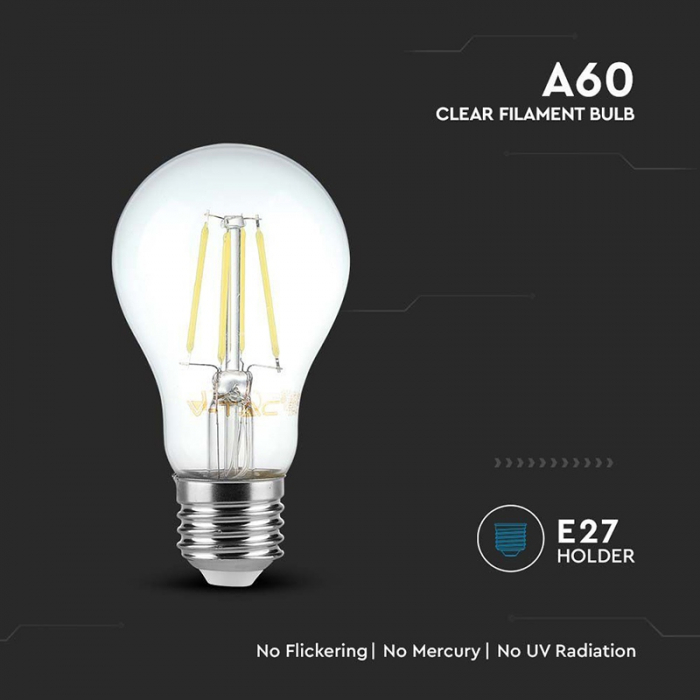 BEC E27 A60 CU FILAMENT LED 6W 4000K ALB NEUTRU [5]