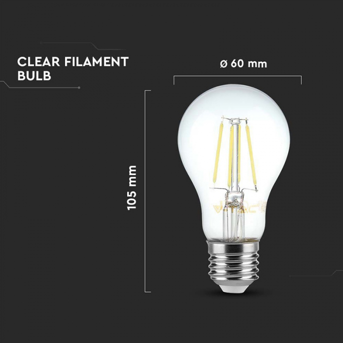 BEC E27 A60 CU FILAMENT LED 6W 4000K ALB NEUTRU [4]